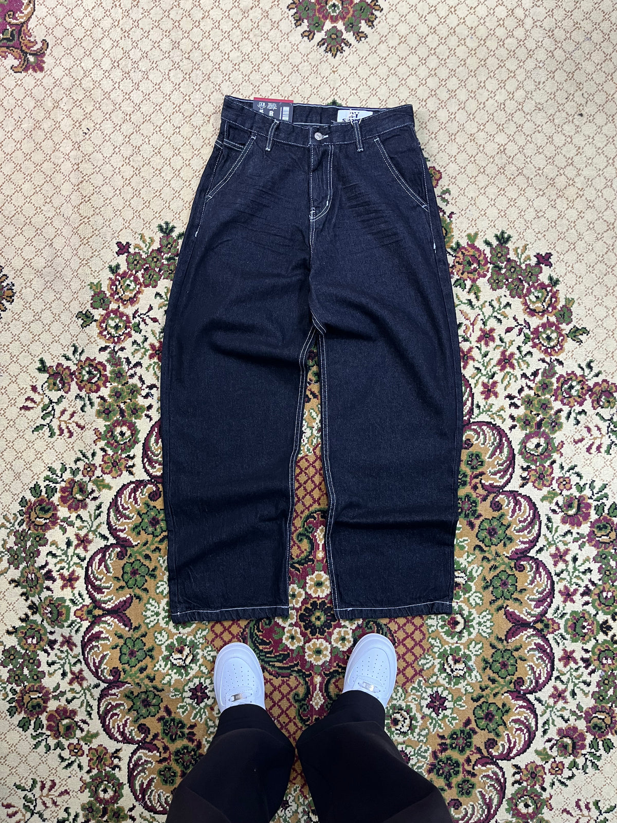 Washed black denim