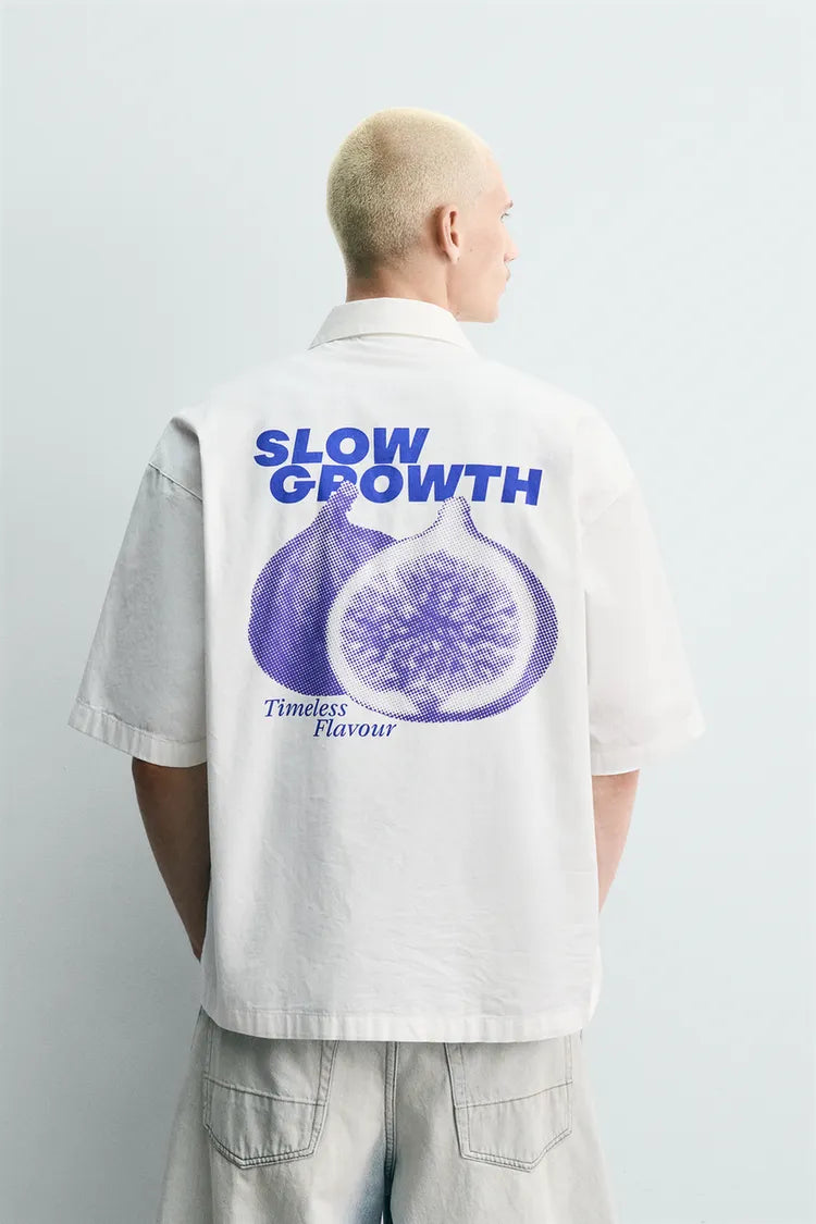 WASHED SHIRT WITH GRAPHIC PRINTS