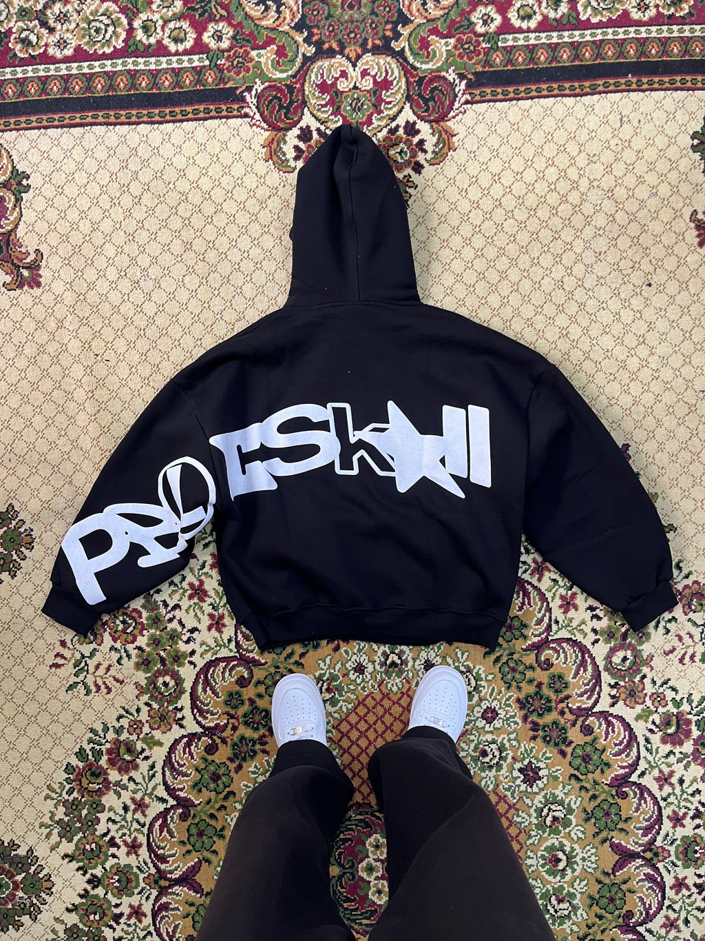 Printed black hoodie