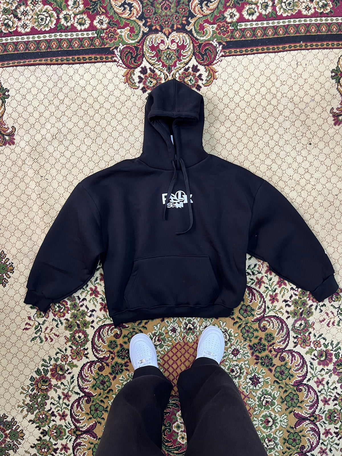 Printed black hoodie