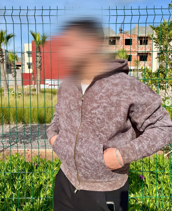 Washed Hoodie double zipper