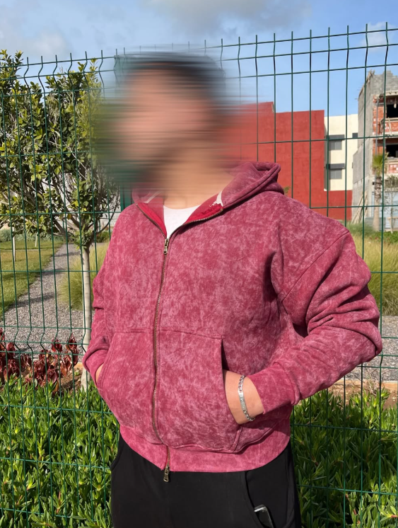 Washed Hoodie double zipper