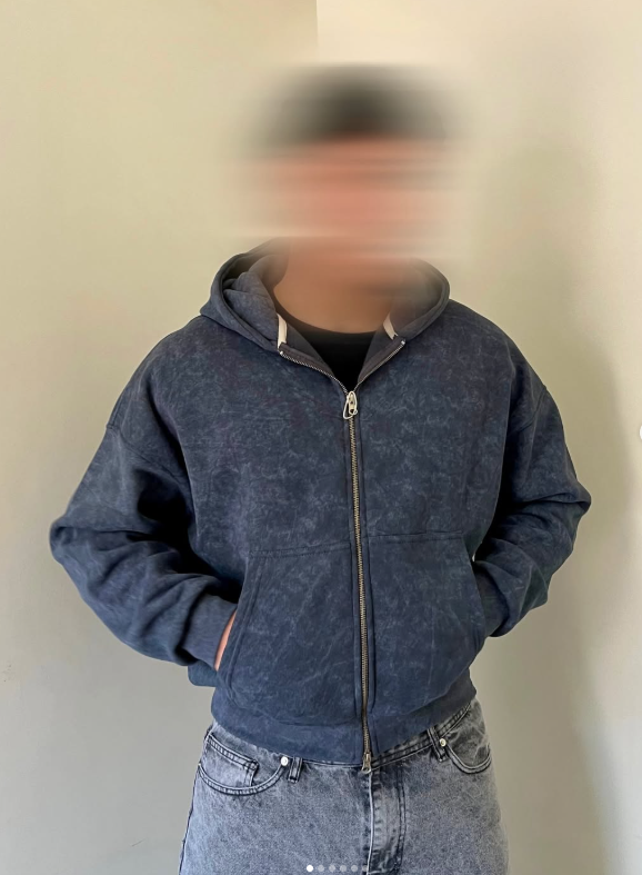 Washed Hoodie double zipper