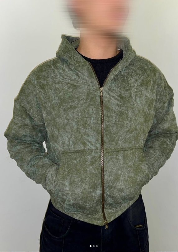 Washed Hoodie double zipper