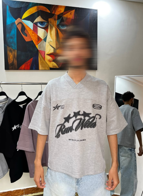 Losse Fit Soccer Shirt gris