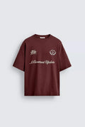 maroon Zara contrast print t-shirt