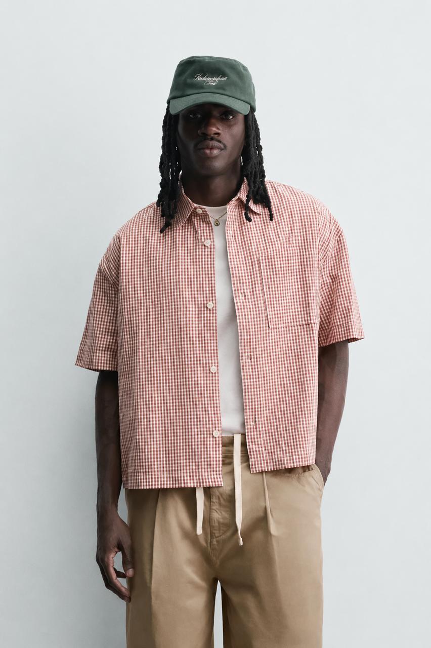 BOXY FIT EMBROIDERED CHECK SHIRT