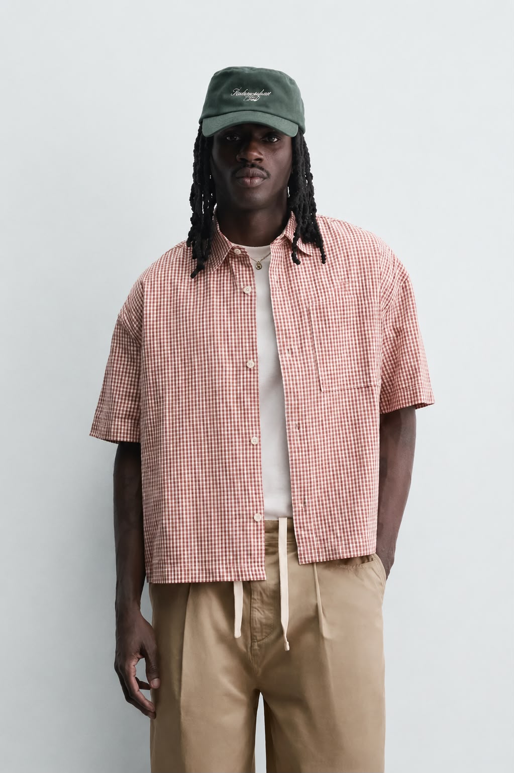 BOXY FIT EMBROIDERED CHECK SHIRT