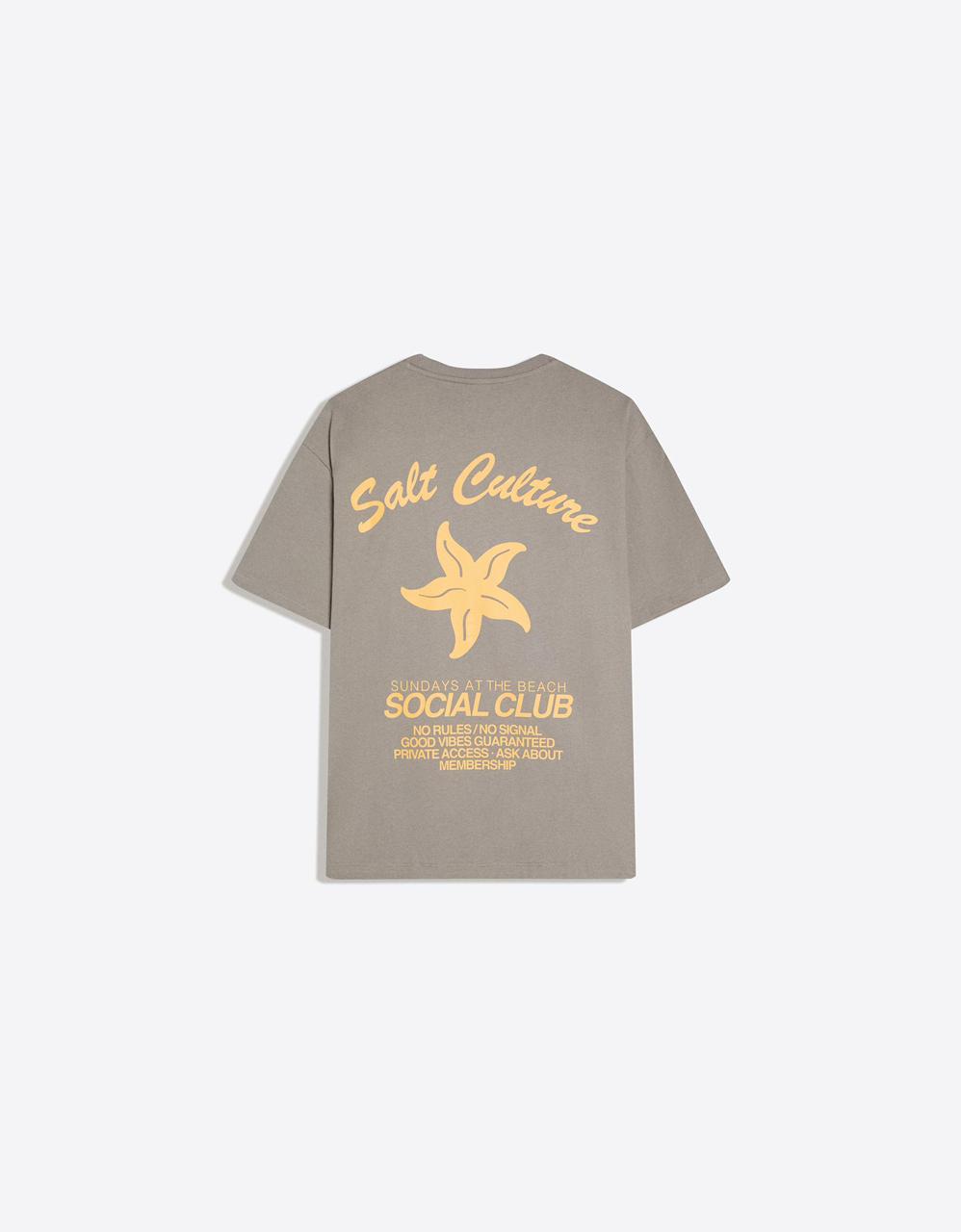 grey Bershka boxy fit print T-shirt