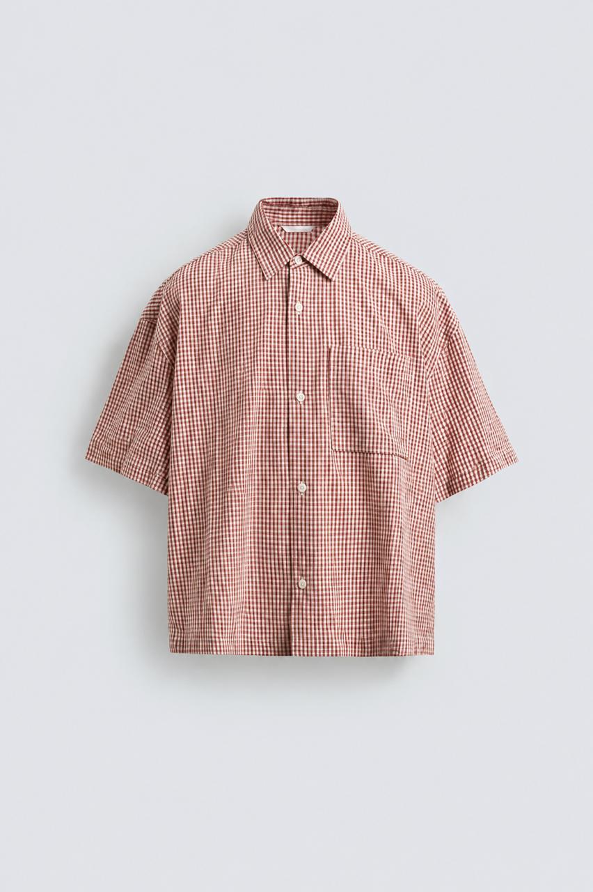 BOXY FIT EMBROIDERED CHECK SHIRT