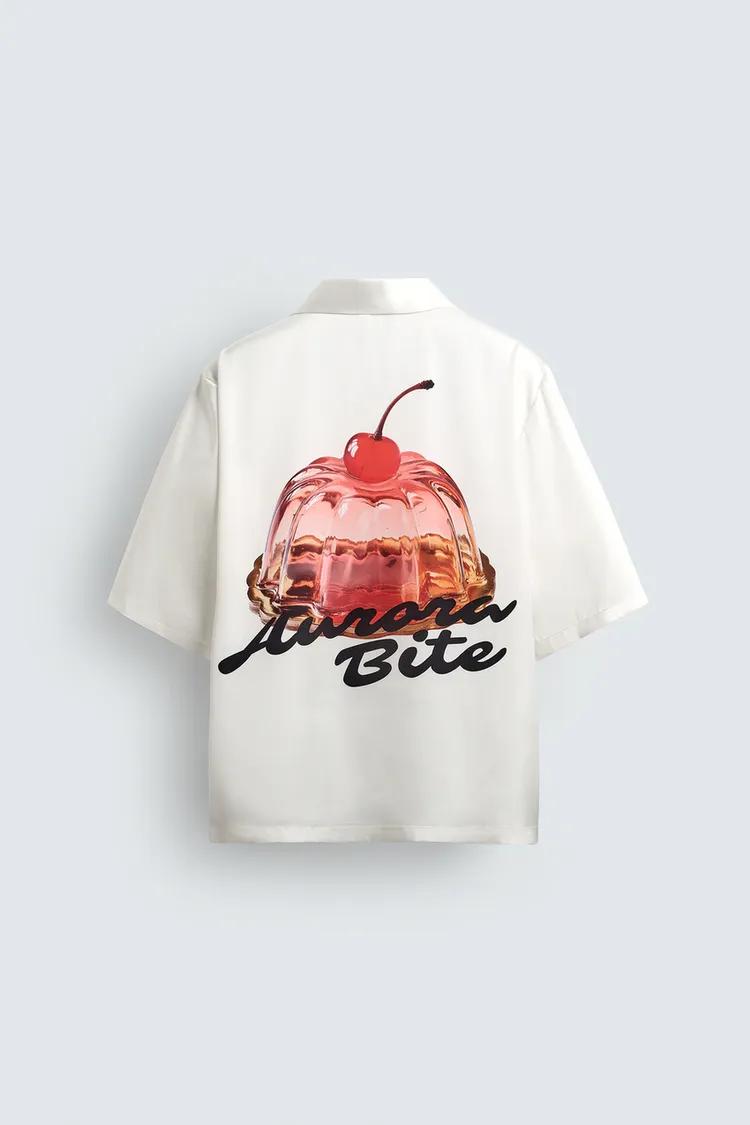 GRAPHIC PRINT SATIN SHIRT