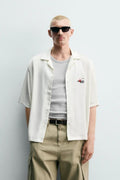 GRAPHIC PRINT SATIN SHIRT