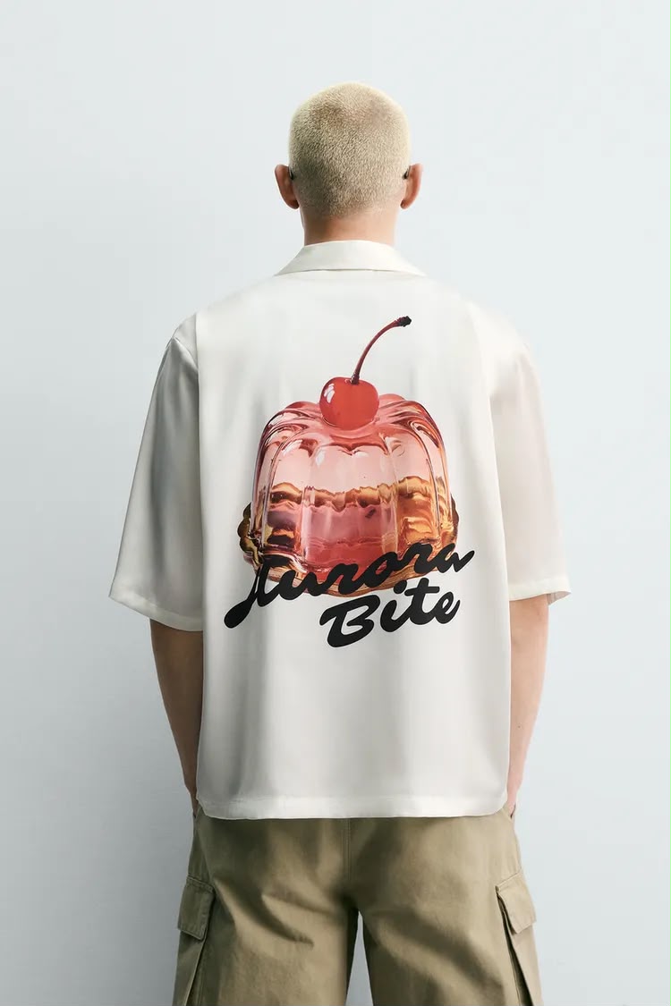 GRAPHIC PRINT SATIN SHIRT